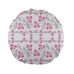 Pink Folk Flowers Standard 15  Premium Flano Round Cushions by Eskimos