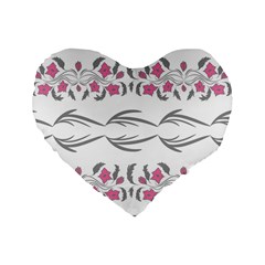 Folk Ornament Standard 16  Premium Heart Shape Cushions