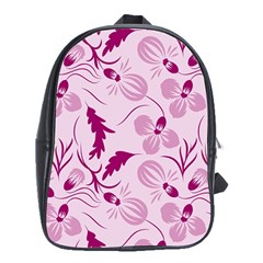 Dark Pink Flowers School Bag (xl) by Eskimos