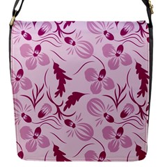 Dark Pink Flowers Flap Closure Messenger Bag (s) by Eskimos