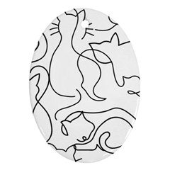 Cats Line Art  Oval Ornament (two Sides)