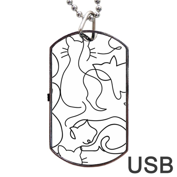 Cats line art  Dog Tag USB Flash (Two Sides)