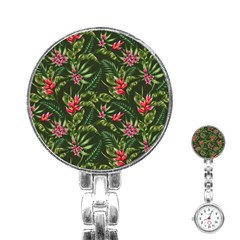 Tropical Flowers Stainless Steel Nurses Watch by goljakoff