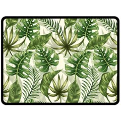 Tropical Leaves Fleece Blanket (large)  by goljakoff