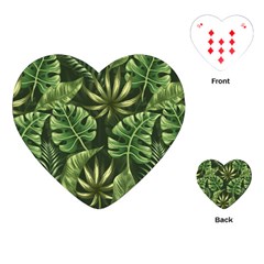 Green Tropical Leaves Playing Cards Single Design (heart) by goljakoff