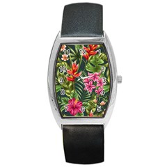 Tropic Flowers Barrel Style Metal Watch by goljakoff