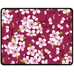 Cherry Blossom Double Sided Fleece Blanket (medium)  by goljakoff