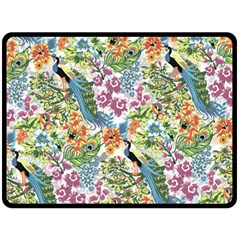 Flowers And Peacock Double Sided Fleece Blanket (large)  by goljakoff