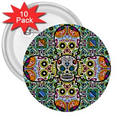 Sugar Skulls Pattern 3  Buttons (10 Pack) 