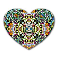 Sugar Skulls Pattern Heart Mousepads