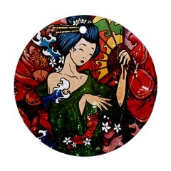 Geisha Round Ornament (two Sides) by UniqueandCustomGifts