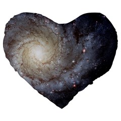 Spiral Galaxy Large 19  Premium Flano Heart Shape Cushions by ExtraGoodSauce