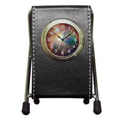 Colorful Galaxy Pen Holder Desk Clock