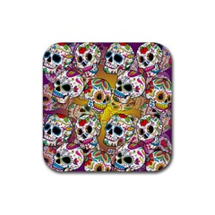 Sugar Skulls Rubber Coaster (square)  by ExtraGoodSauce