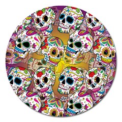 Sugar Skulls Magnet 5  (round) by ExtraGoodSauce