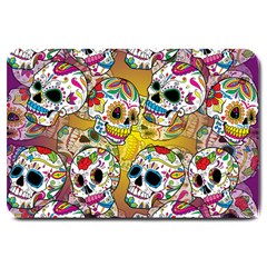 Sugar Skulls Large Doormat  by ExtraGoodSauce