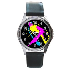 Splatter Splatter Round Metal Watch by ExtraGoodSauce