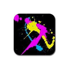 Splatter Splatter Rubber Square Coaster (4 Pack)  by ExtraGoodSauce