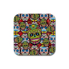 Sugar Skulls Rubber Square Coaster (4 Pack)  by ExtraGoodSauce