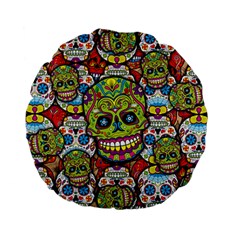 Sugar Skulls Standard 15  Premium Flano Round Cushions by ExtraGoodSauce