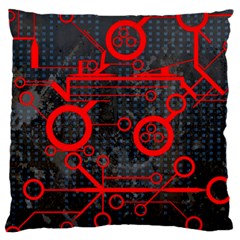 Tech - Red Large Flano Cushion Case (two Sides) by ExtraGoodSauce