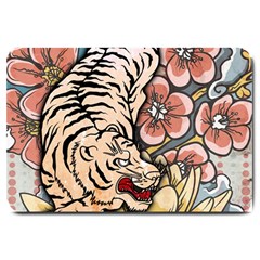 White Tiger Large Doormat  by ExtraGoodSauce