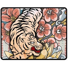 White Tiger Double Sided Fleece Blanket (medium)  by ExtraGoodSauce