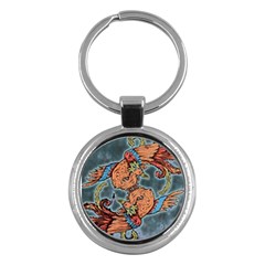 Chinese Phoenix Key Chain (round) by ExtraGoodSauce