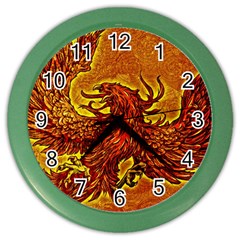 Phoenix Rising Color Wall Clock by ExtraGoodSauce