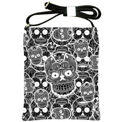 Sugar Skulls Bw Shoulder Sling Bag by ExtraGoodSauce