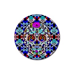 Sugar Skull Pattern 2 Rubber Round Coaster (4 Pack)  by ExtraGoodSauce