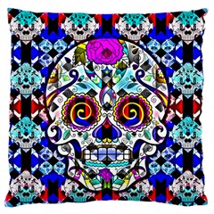 Sugar Skull Pattern 2 Large Cushion Case (two Sides) by ExtraGoodSauce