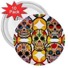 Sugar Skulls 3  Buttons (10 pack) 