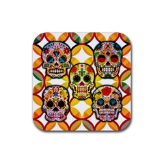 Sugar Skulls Rubber Coaster (square)  by ExtraGoodSauce