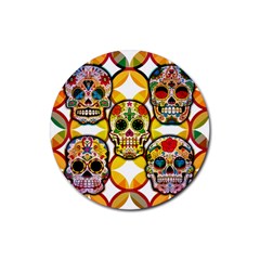 Sugar Skulls Rubber Round Coaster (4 Pack)  by ExtraGoodSauce