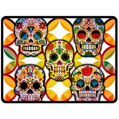 Sugar Skulls Fleece Blanket (large)  by ExtraGoodSauce