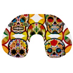 Sugar Skulls Travel Neck Pillow by ExtraGoodSauce