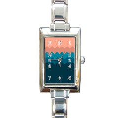 Flat Ocean Waves Palette Rectangle Italian Charm Watch by goljakoff