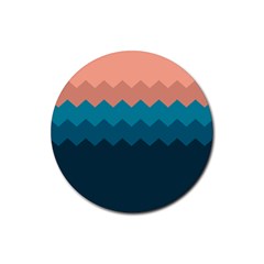 Flat Ocean Waves Palette Rubber Coaster (round) 