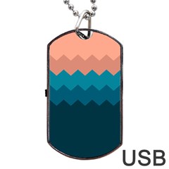 Flat Ocean Waves Palette Dog Tag Usb Flash (one Side) by goljakoff