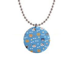 Cute Cat Pattern 1  Button Necklace by ExtraGoodSauce