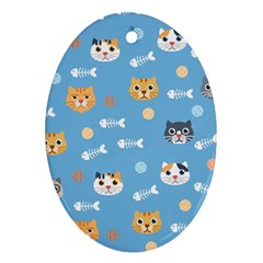 Cute Cat Pattern Oval Ornament (two Sides)