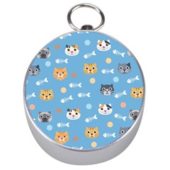 Cute Cat Pattern Silver Compasses by ExtraGoodSauce