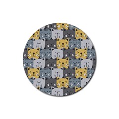 Cute Cat Pattern Rubber Round Coaster (4 Pack)  by ExtraGoodSauce
