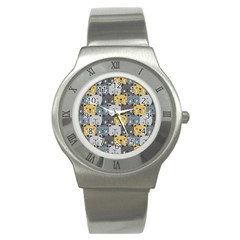 Cute Cat Pattern Stainless Steel Watch by ExtraGoodSauce