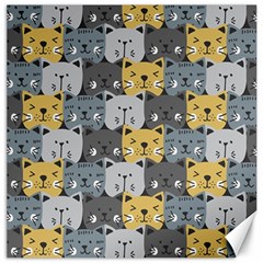 Cute Cat Pattern Canvas 12  X 12  by ExtraGoodSauce