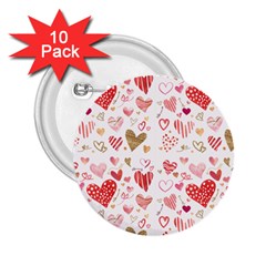 Beautiful Hearts Pattern Cute Cakes Valentine 2 25  Buttons (10 Pack)  by designsbymallika