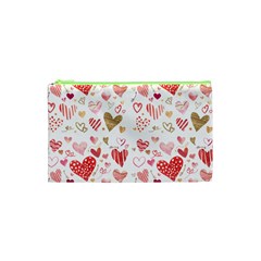 Beautiful Hearts Pattern Cute Cakes Valentine Cosmetic Bag (xs) by designsbymallika