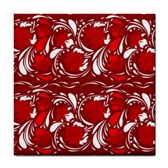 Red Ethnic Flowers Tile Coaster by Eskimos