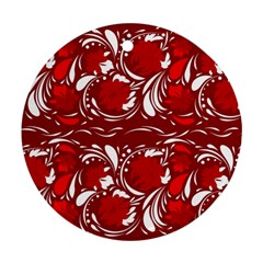 Red Ethnic Flowers Ornament (round) by Eskimos